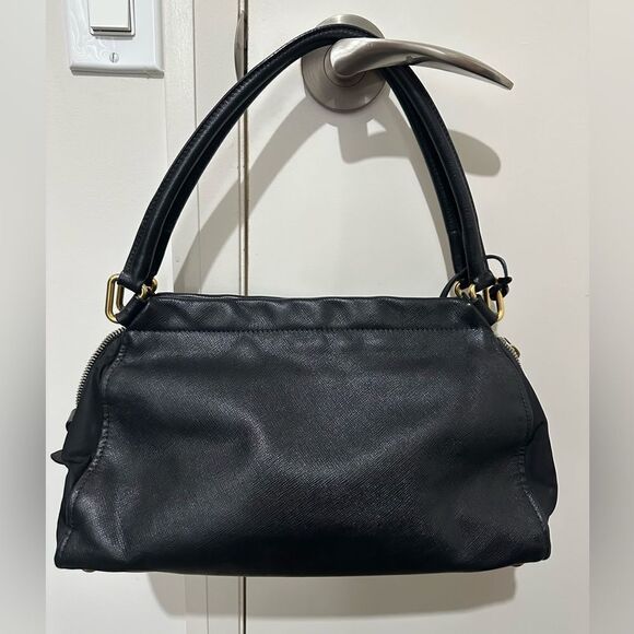 Black Saffiano Leather & Tessuto Vernice Bauletto Frame Bag - Prada - Picture 2 of 10